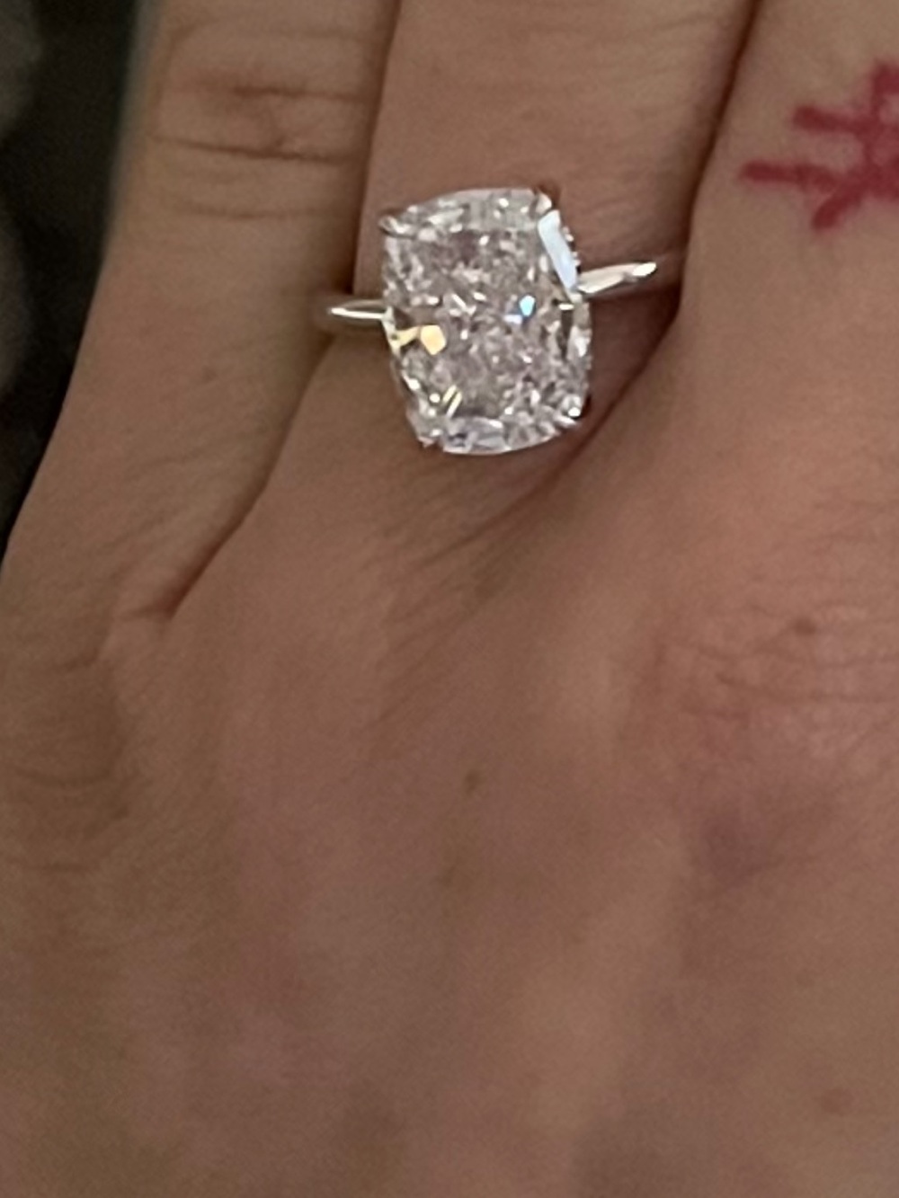 Classic Solitaire Cushion-Cut S diamond  Ring - Silver
